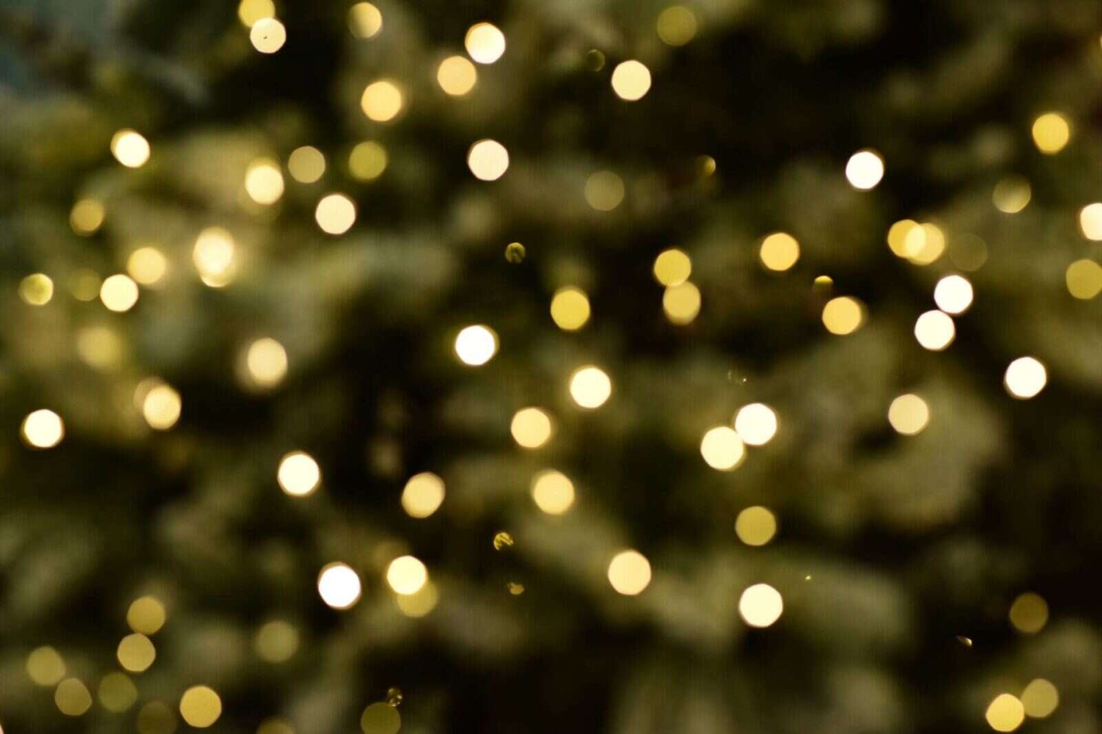 Luces doradas desenfocadas con ambiente navideño